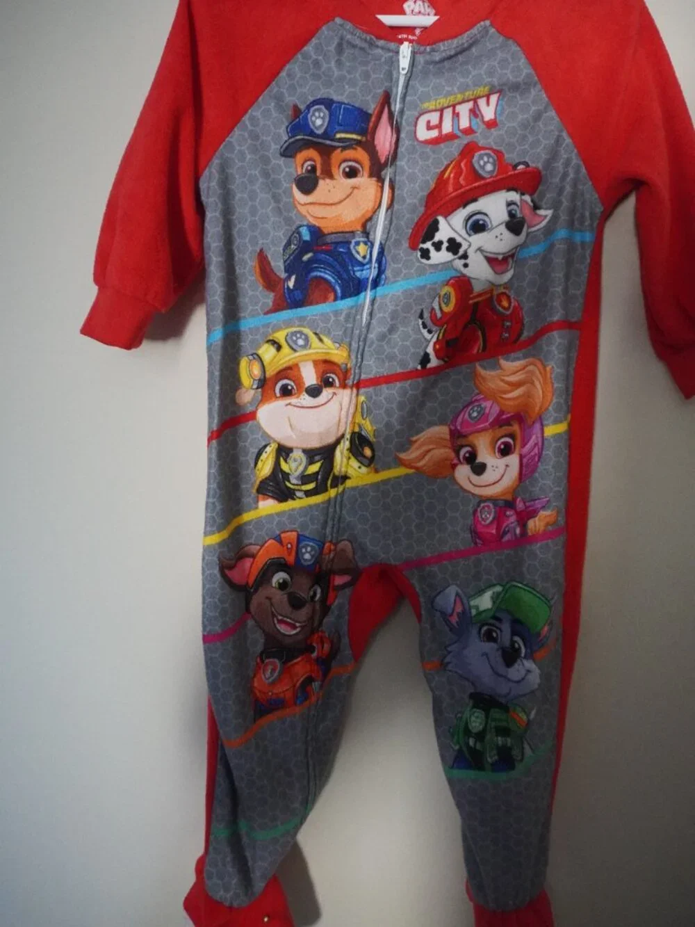 Paw Patrol Red and Gray Character Footed Pajamas